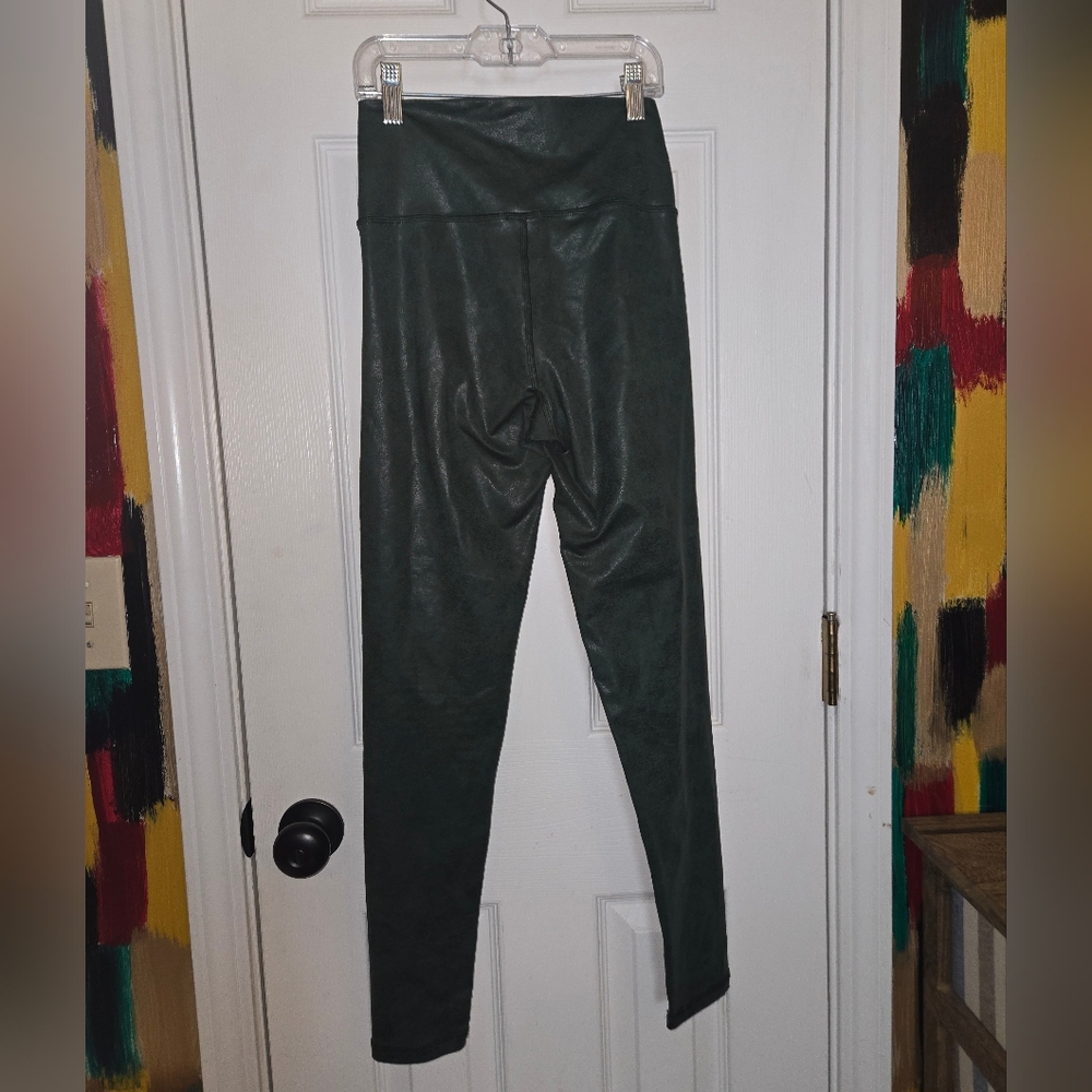 Aerie Offline Dark Green Faux Leather Ankle Small Leggings - Picture 2 of 7